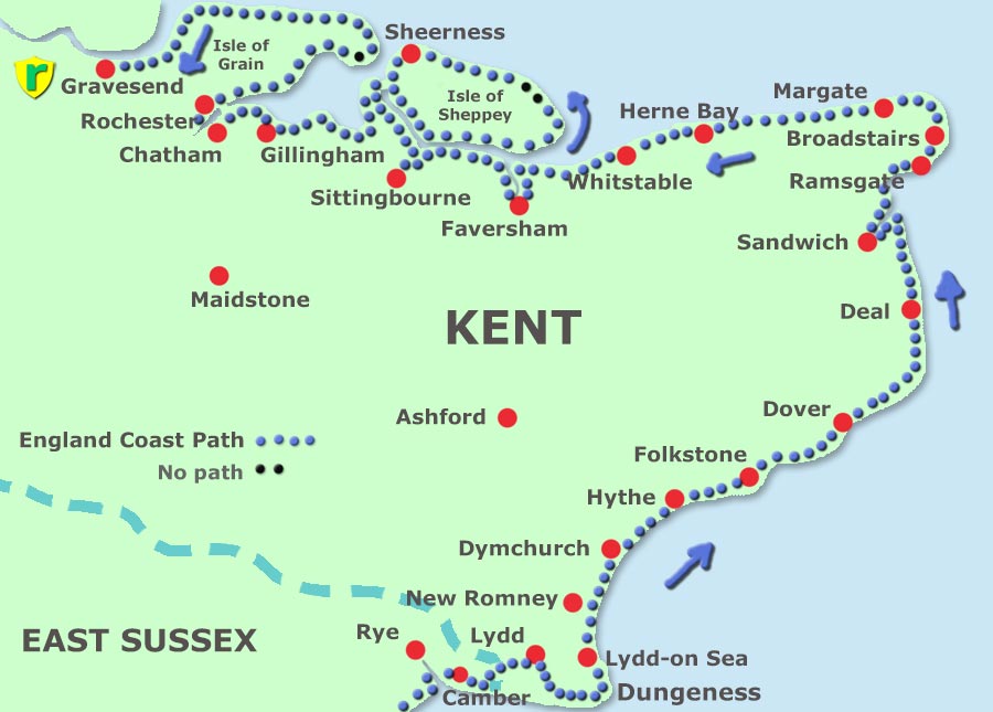 Kent coast path map